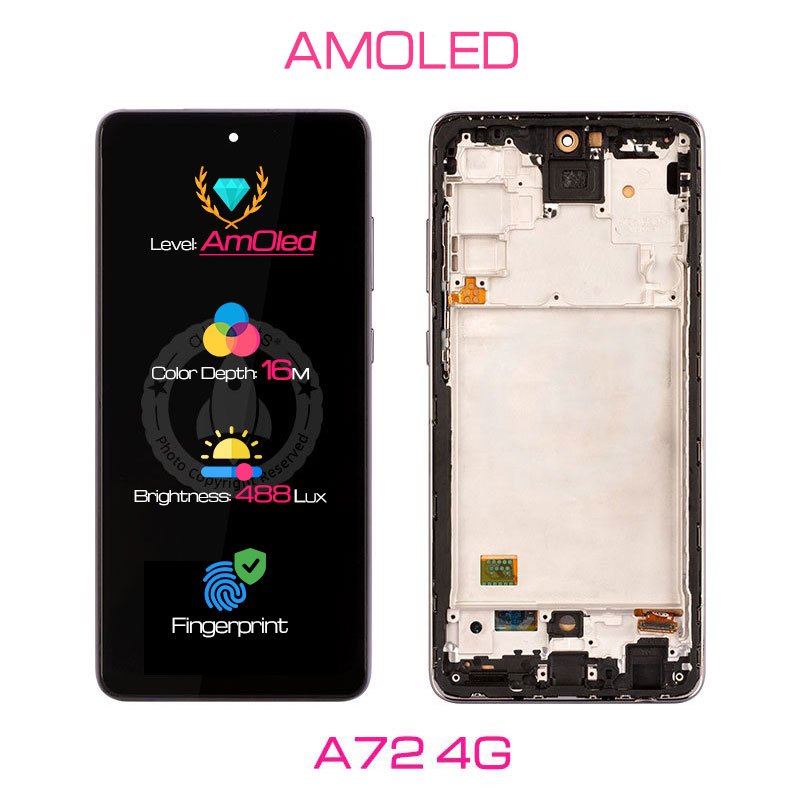 AMOLED Display for Galaxy A72 4G SM-A725 LCD Touch Screen Digitizer Replacement With frame